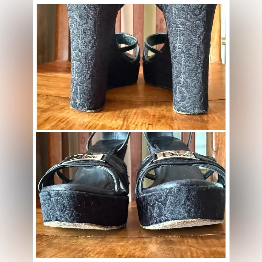 Christian Dior Diorissimo Oblique Platform Wedge Heels – Galliano Era – EU 37.5 - Picture 12 of 16